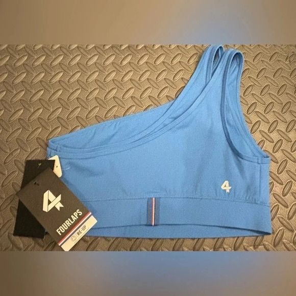 NWT 4 FourLaps Womens Solo Bra Cornflower One Shoulder Size Medium Nylon Lycra - Picture 4 of 9